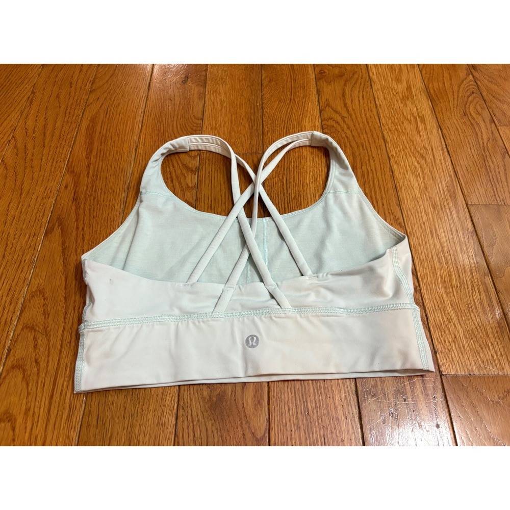 Lululemon Energy Bra Longline Mint Green Strappy Back Sports Bra Size 8
